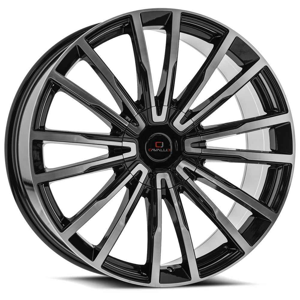 Cavallo 22x8.5 CLV-47 Gloss Black & Machined +38mm