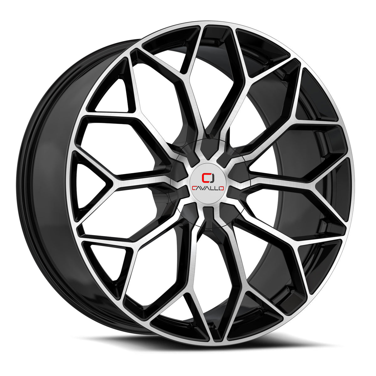 Cavallo 22x9.5 CLV-44 Gloss Black & Machined +18mm