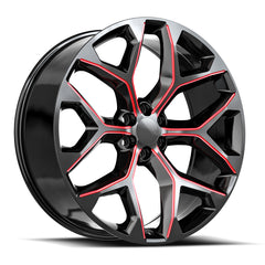 O.E. Revolution 22x9 G-09 Gloss Black & Red Milled +24mm