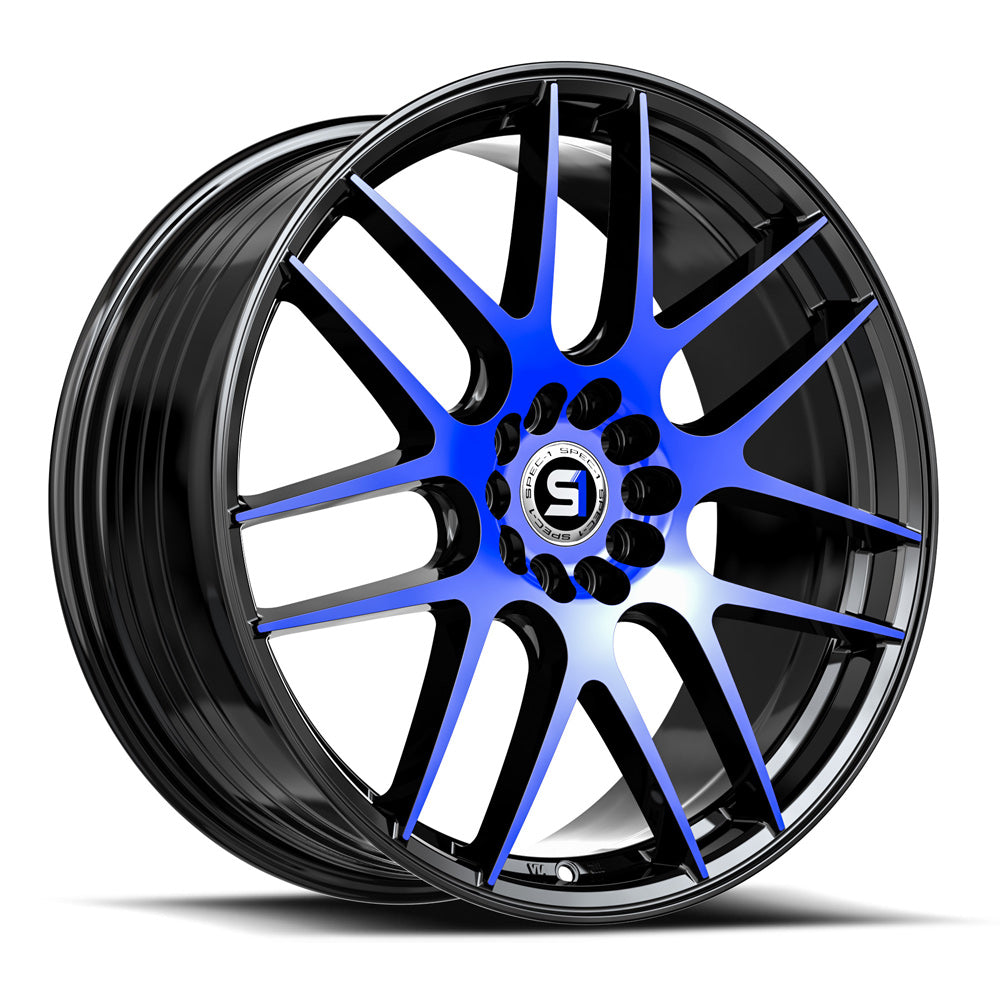 Spec-1 18x8 SP-65 Gloss Black & Blue Machined +34mm