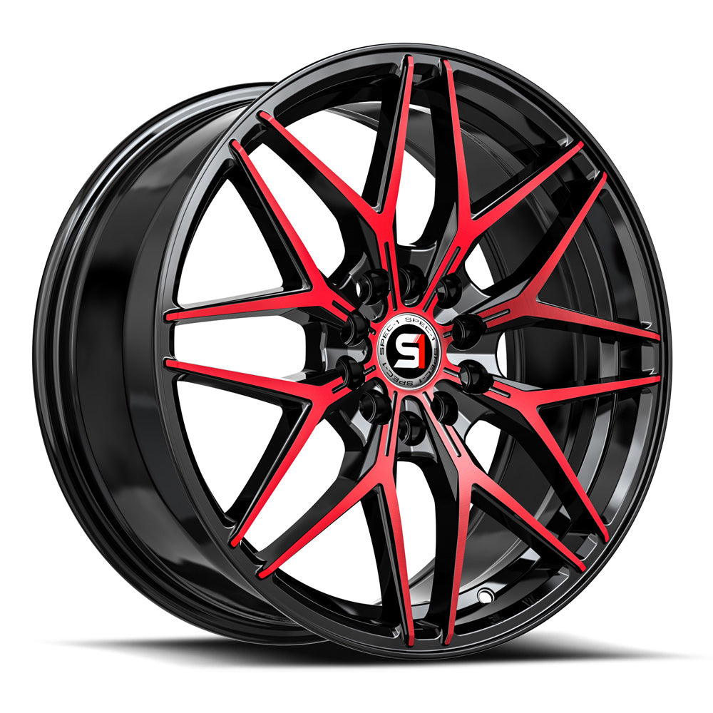 Spec-1 17x7.5 SP-60 Gloss Black & Red Machined +42mm