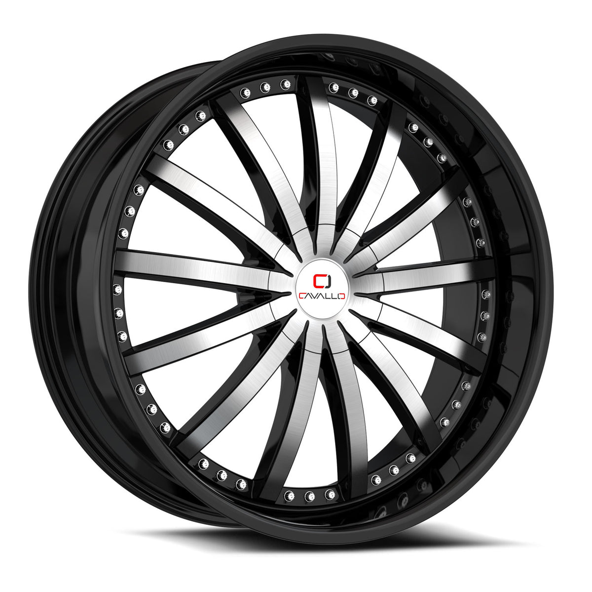 Cavallo 22x9.5 CLV-53 Gloss Black & Machined +15mm