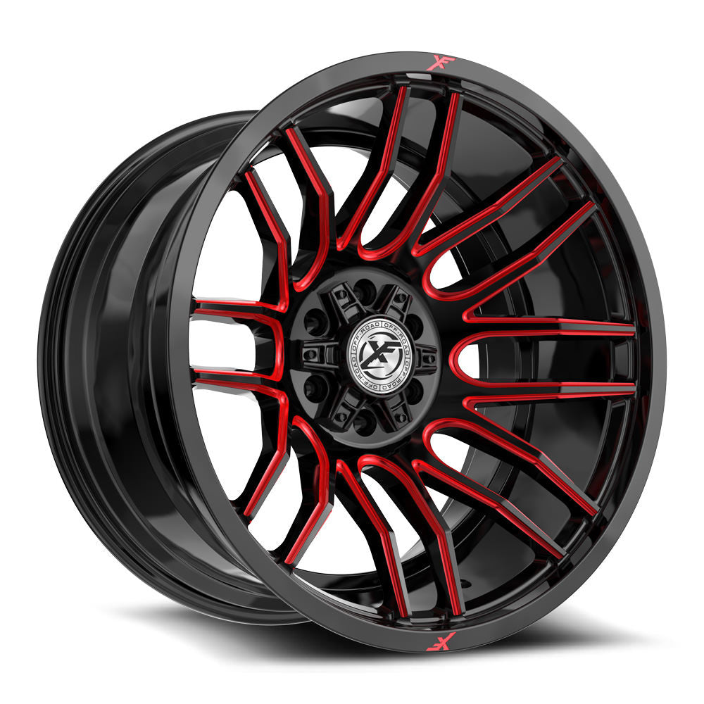 XF Off-Road 20x9 XF-232 Gloss Black & Red Milled +0mm