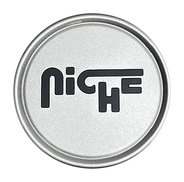 Niche 2.95" Silver with Black Logo Flat Cap