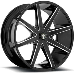 DUB 20x8.5 Push Black with Milled Spoke Windows +35mm - HulkOffsets