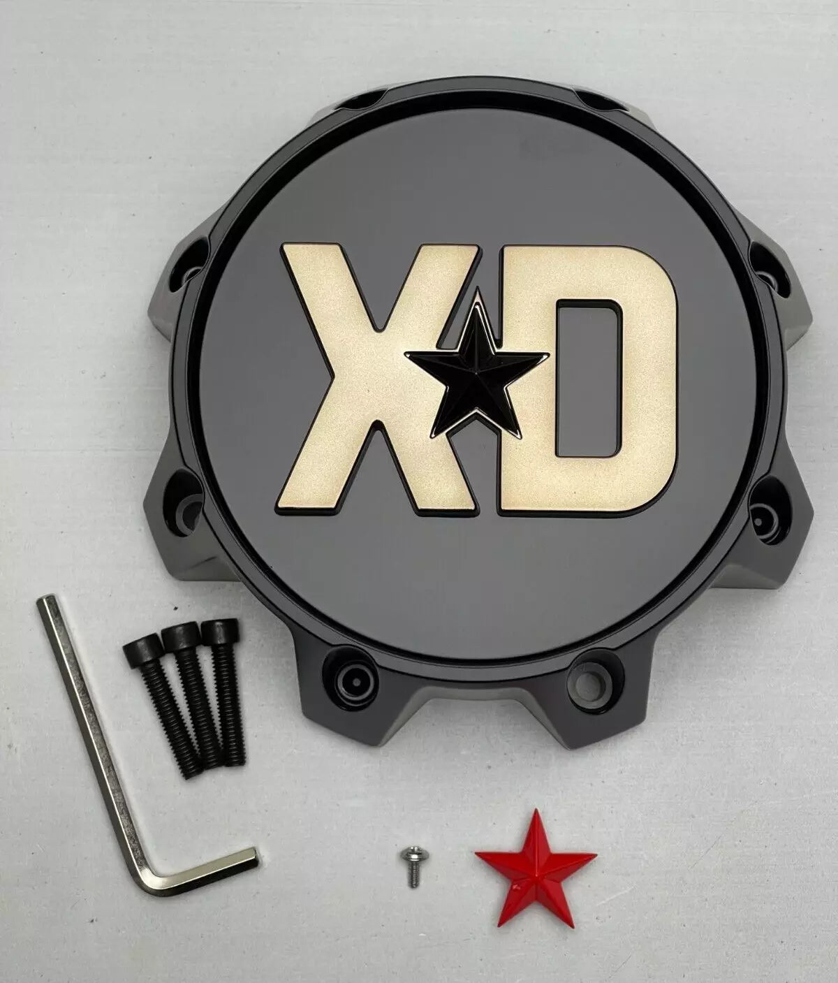 XDS Bolt-On Satin Black with Dark Titanium Logo Black Center Cap for 8x170