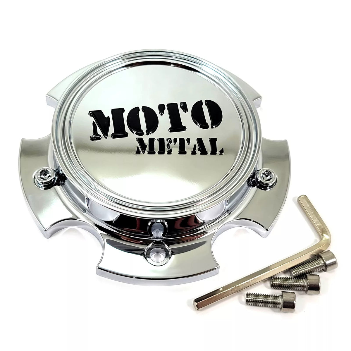 MOTO CAP BOLT-ON (CHROME/GLOSS BLACK/CHROME) - 5X5.5/150