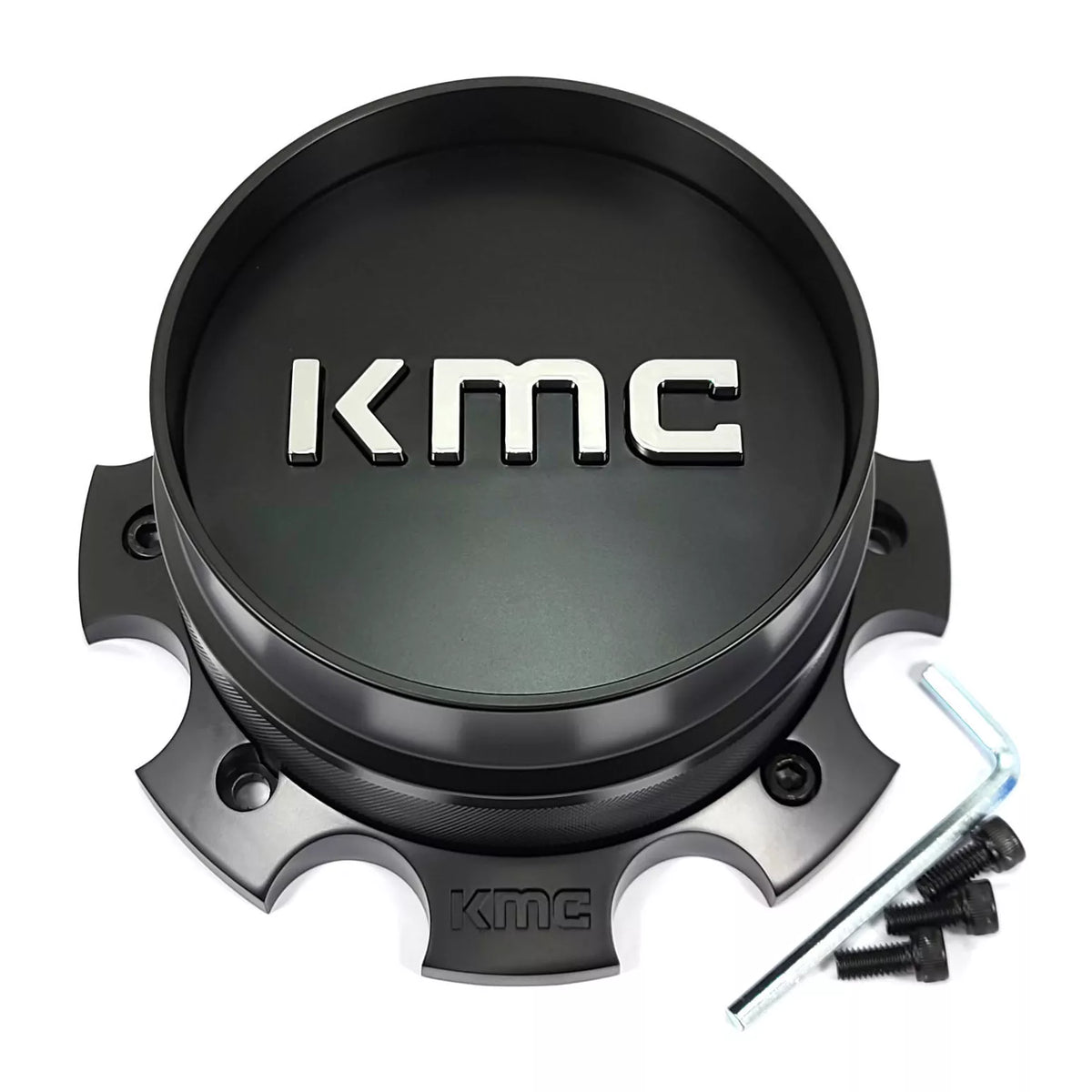 KMC 2-Piece Bolt-On Cap in Satin Black/Chrome/Black for 8 Lug