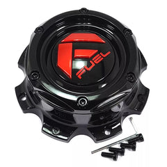Fuel Gloss Black with Red Bolt-On Hub Cap for 8X180