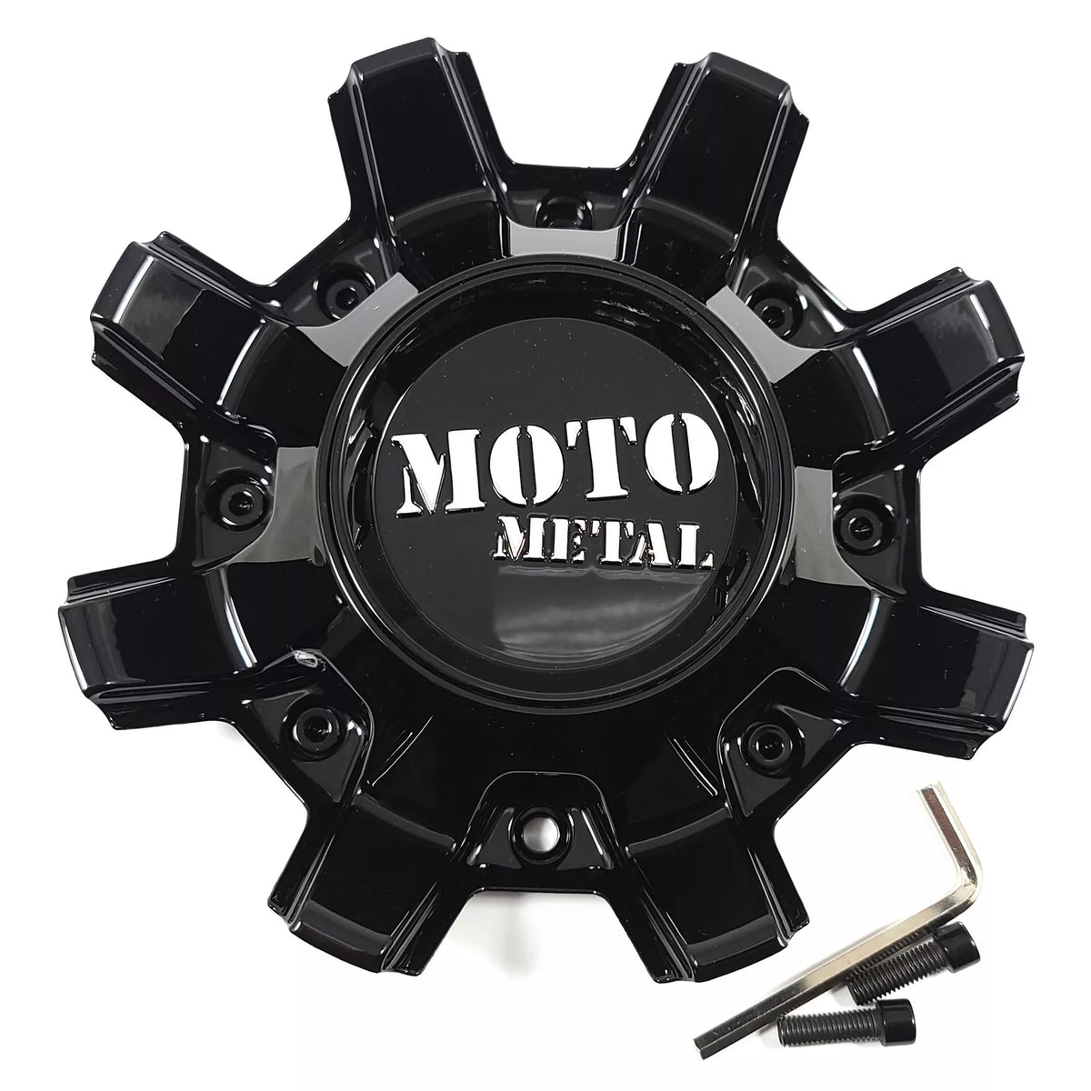 Moto Metal Gloss Black/Chrome/Gloss Black MO804 20X10 22X10 Cover Cap