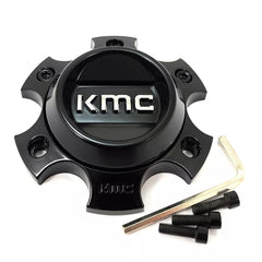 KMC Satin Black with Chrome and Black Bolt-On Cap - 6X4.5/120