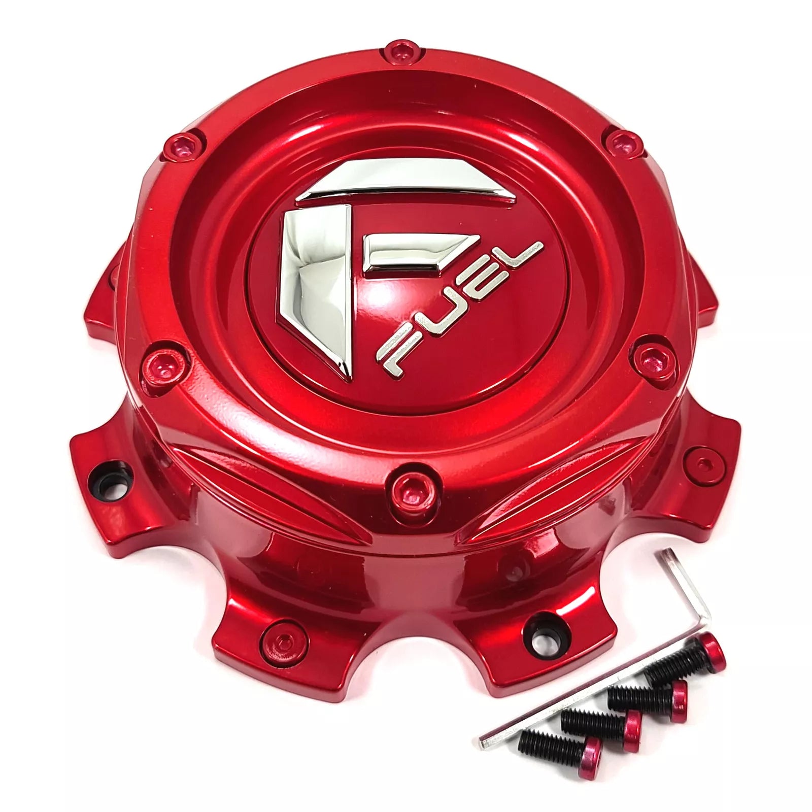 Fuel Gloss Red with Chrome Logo Hub Cap for 8X6.5/170 Short