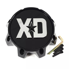 XD Bolt-On Gloss Black with Chrome Logo Black Revstar Center Cap for 8x6.5/180