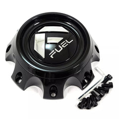 Fuel Short Gloss Black Chrome Logo Hub Cap for 8x6.5/8x170