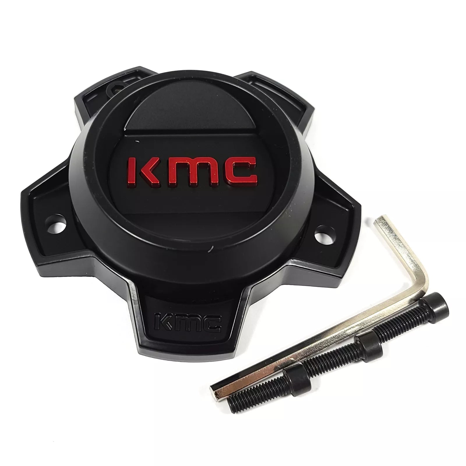 KMC Bolt-On Satin Black with Red Logo Black Center Cap for 5x5