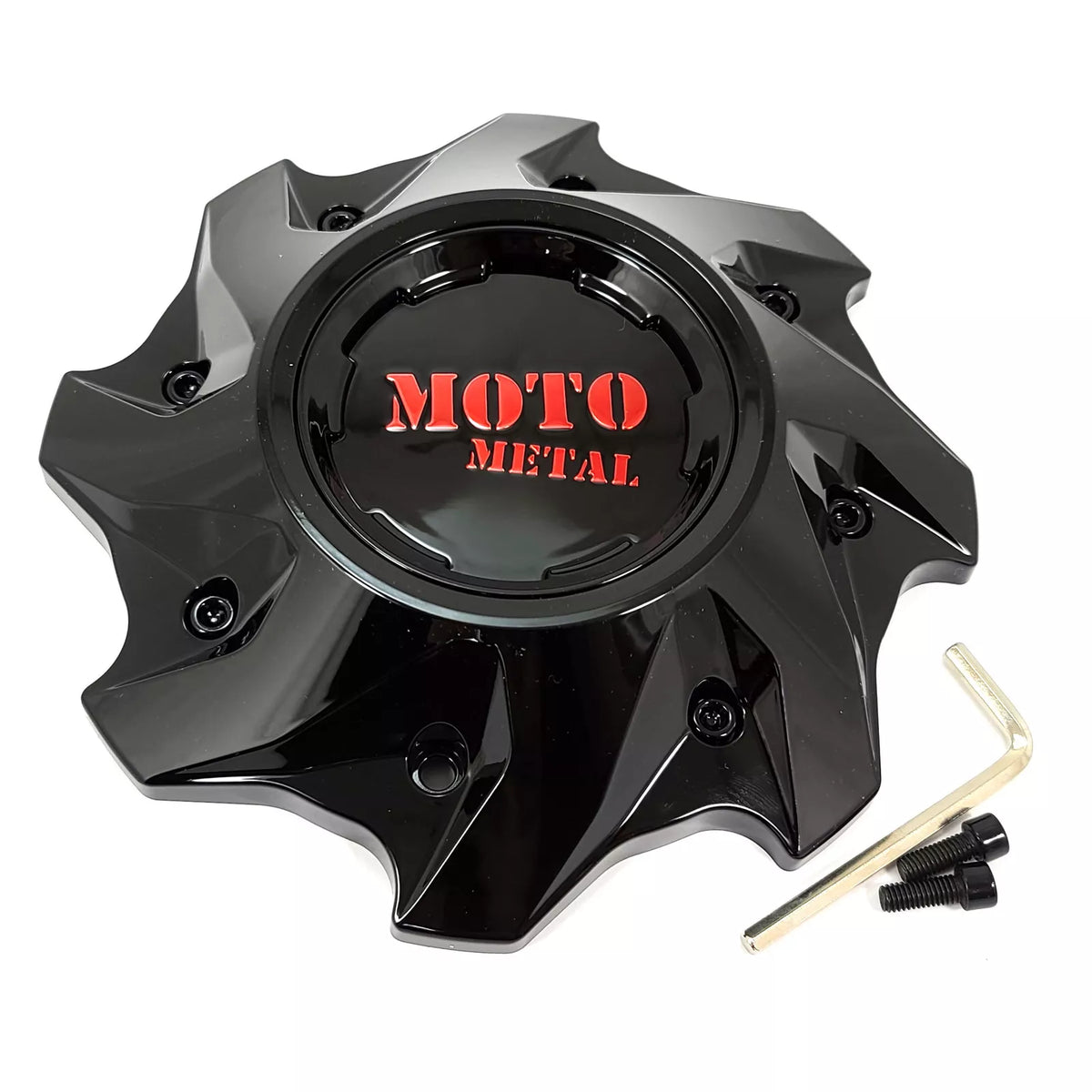 Moto Metal Gloss Black/Red/Gloss Black Bolt-On Cap (All PCD)