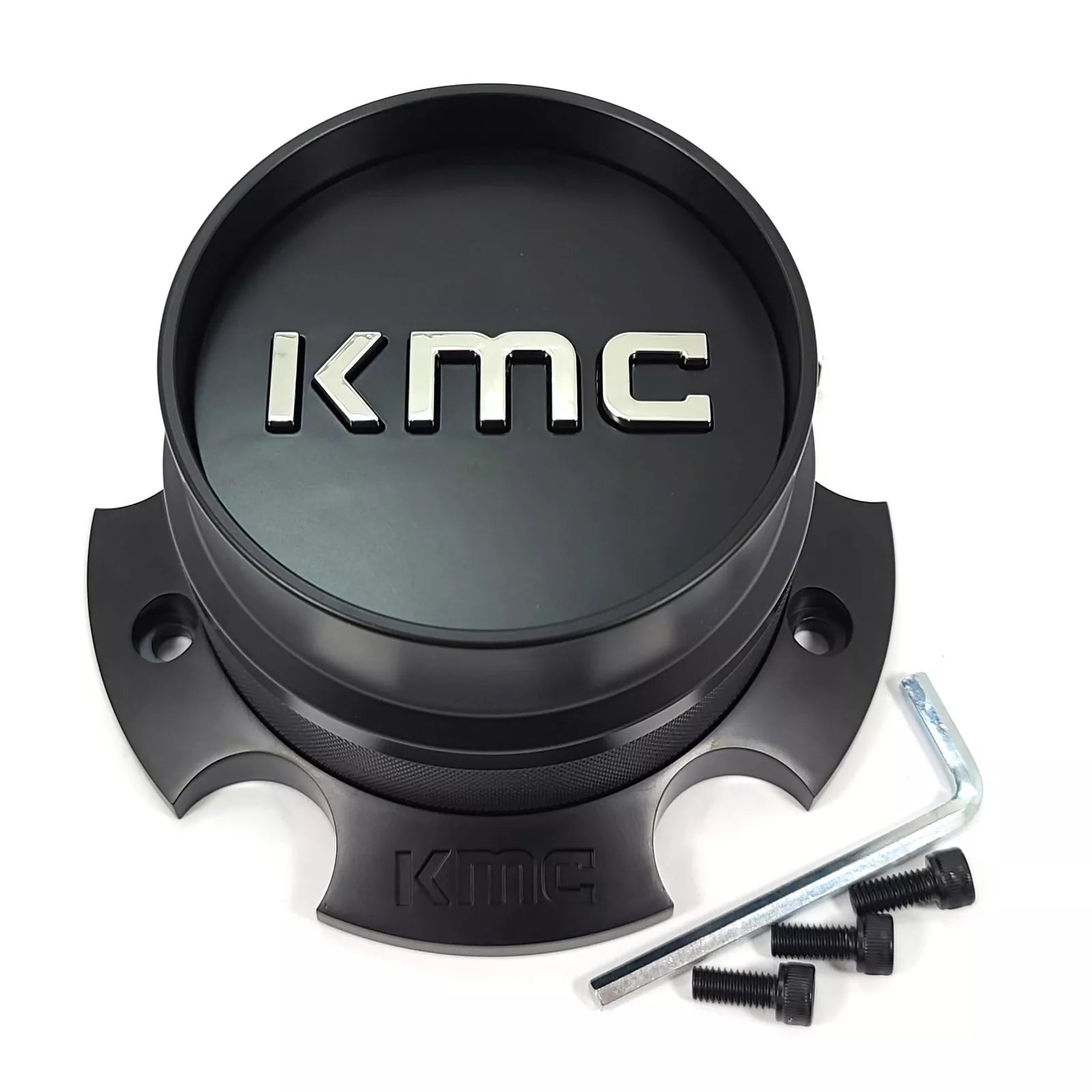 KMC 2-Piece Bolt-On Cap in Satin Black/Chrome/Black for 5x5.5