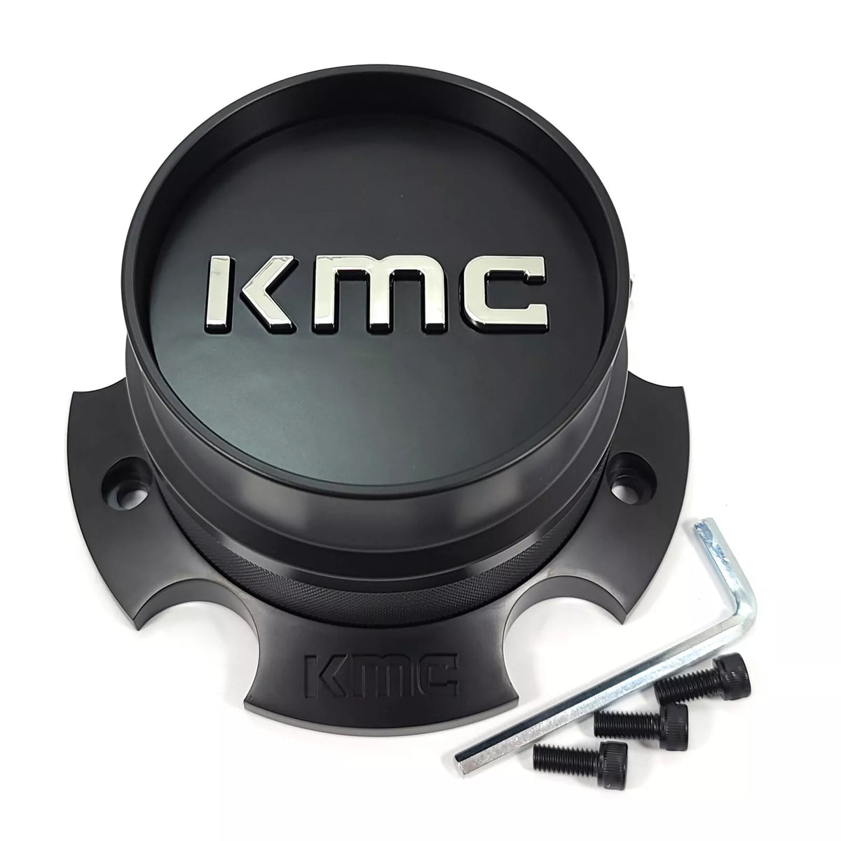 KMC 2-Piece Bolt-On Cap in Satin Black/Chrome/Black for 5x5.5