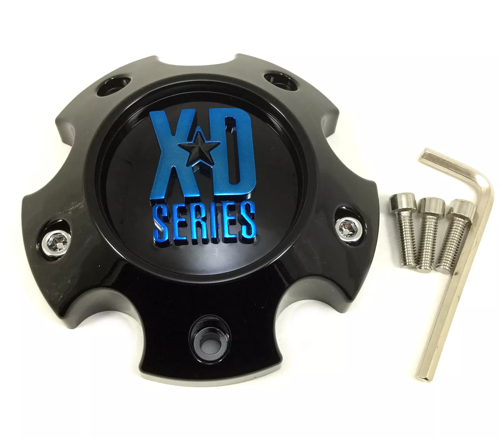 XDS Small Semi-Gloss Black Center Cap with Blue Tint Logo for 5 Lug Pattern