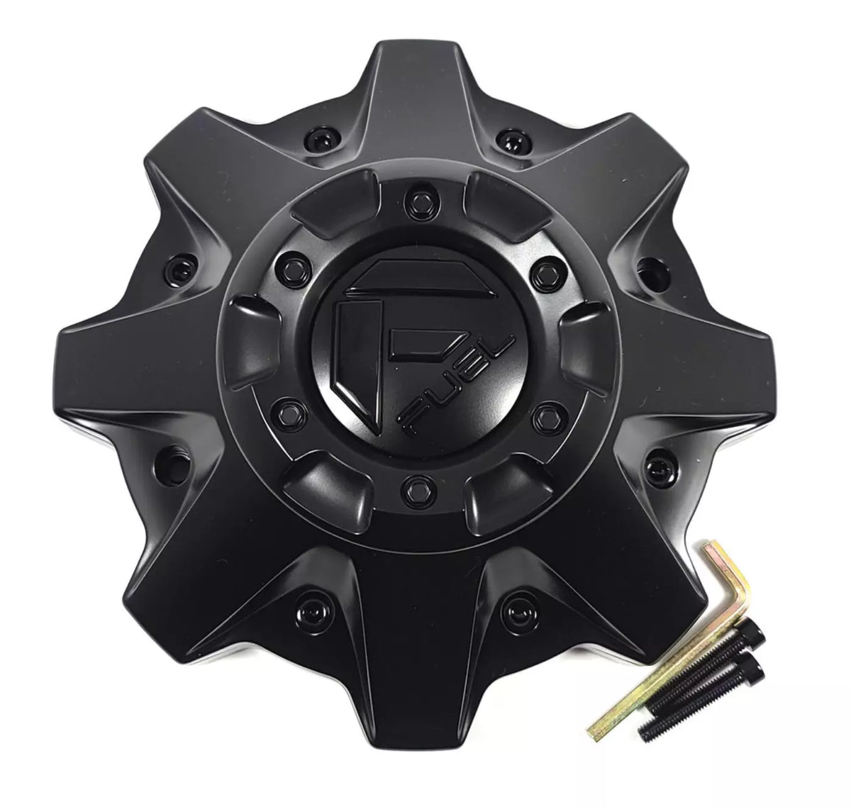 Fuel 8Lug Matte Black Cap with Riser and GB Logo Rivets Hub Cap