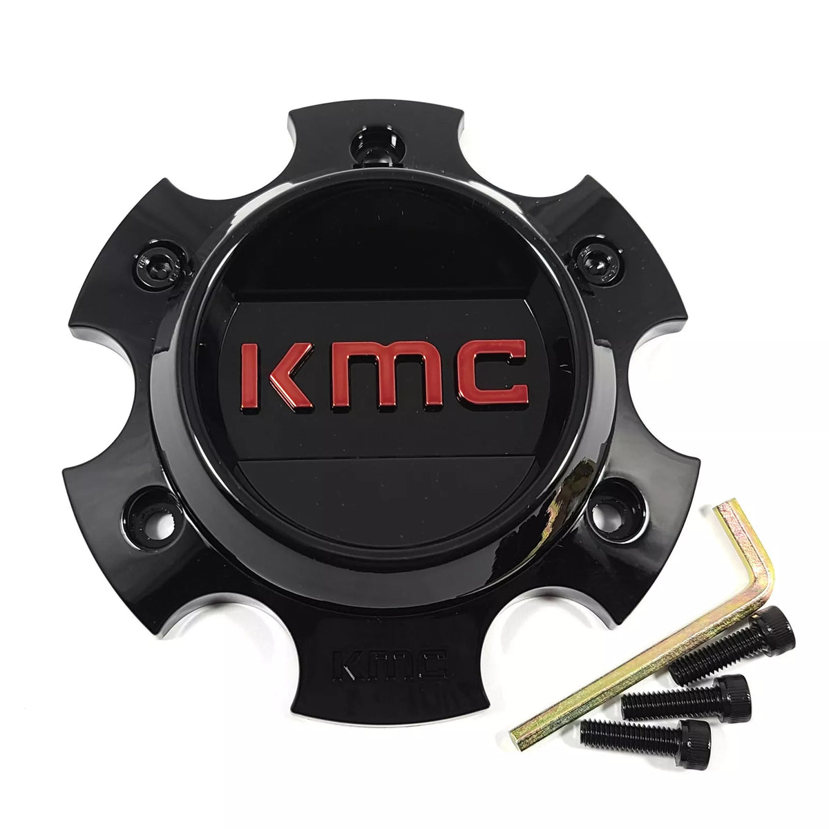 KMC Satin Black with Red and Black Bolt-On Cap - 6X135