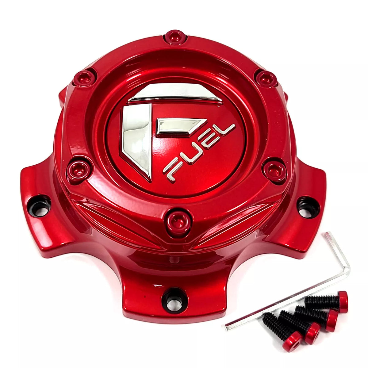 Fuel Bolt-On Hub Cap Gloss Red/Chrome Logo for 5X135/5.5