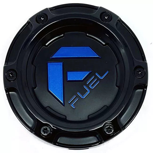 Fuel Snap-In Hub Cap Black with Blue Logo - Large Bore