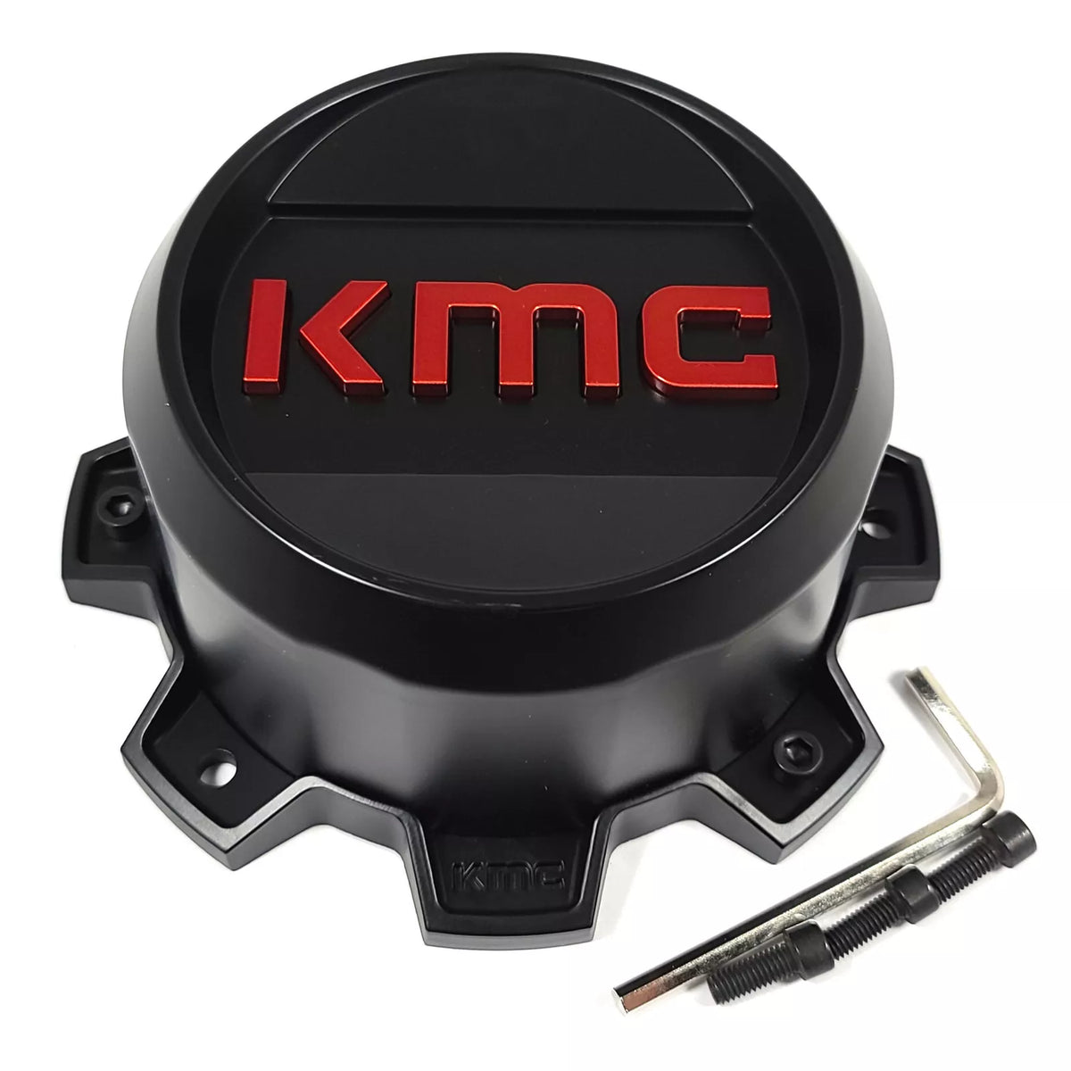 KMC CAP BOLT-ON (SATIN BLACK/RED/BLACK) - 8X170
