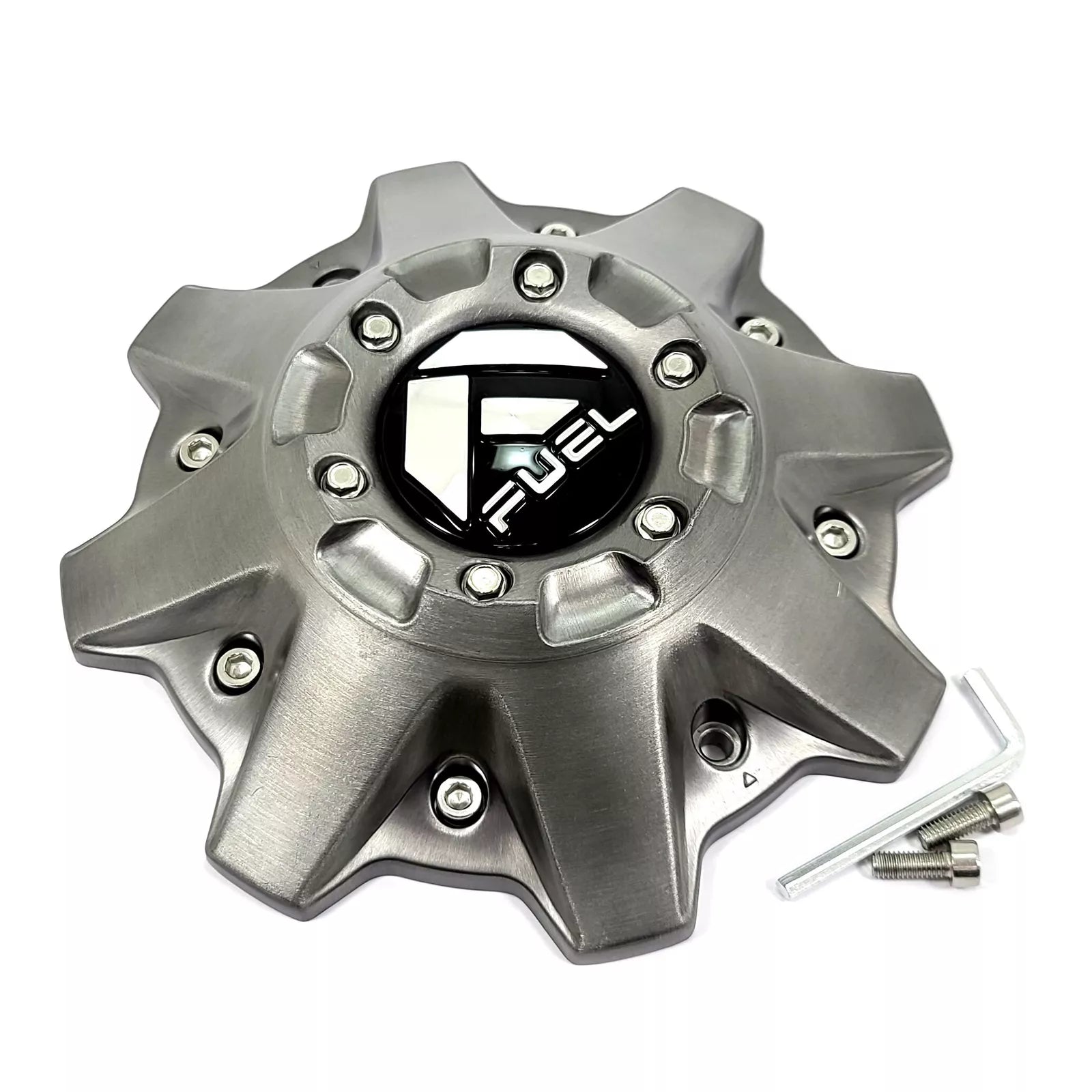 Fuel 8 Lug Billet Cap Gloss Black Silver DDT