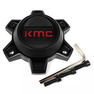 KMC Bolt-On Satin Black with Red Logo Black Center Cap for 6x4.5/120