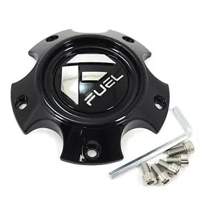 Fuel Gloss Black Hub Cap with Chrome Logo for 5x5.0