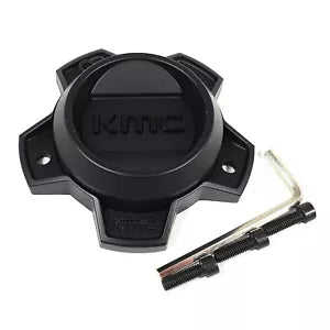 KMC Bolt-On Matte Black with Gloss Black Logo Black Center Cap for 5x5