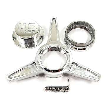 US Mags 3-Wing Knock-Off Assembly Chrome Center Cap 3 3/8 OD Bolt On Closed End