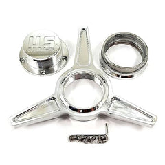 US Mags 3-Wing Knock-Off Assembly Chrome Center Cap 3 3/8 OD Bolt On Closed End