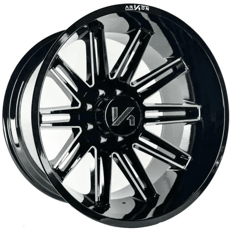 24x14 Churchill Gloss Black with Milled Spoke Edges -81mm - HulkOffsets