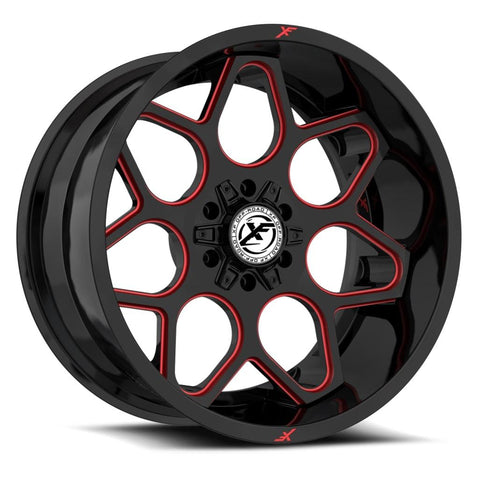 20x10 XF-233 Gloss Black & Red Milled -12mm - HulkOffsets