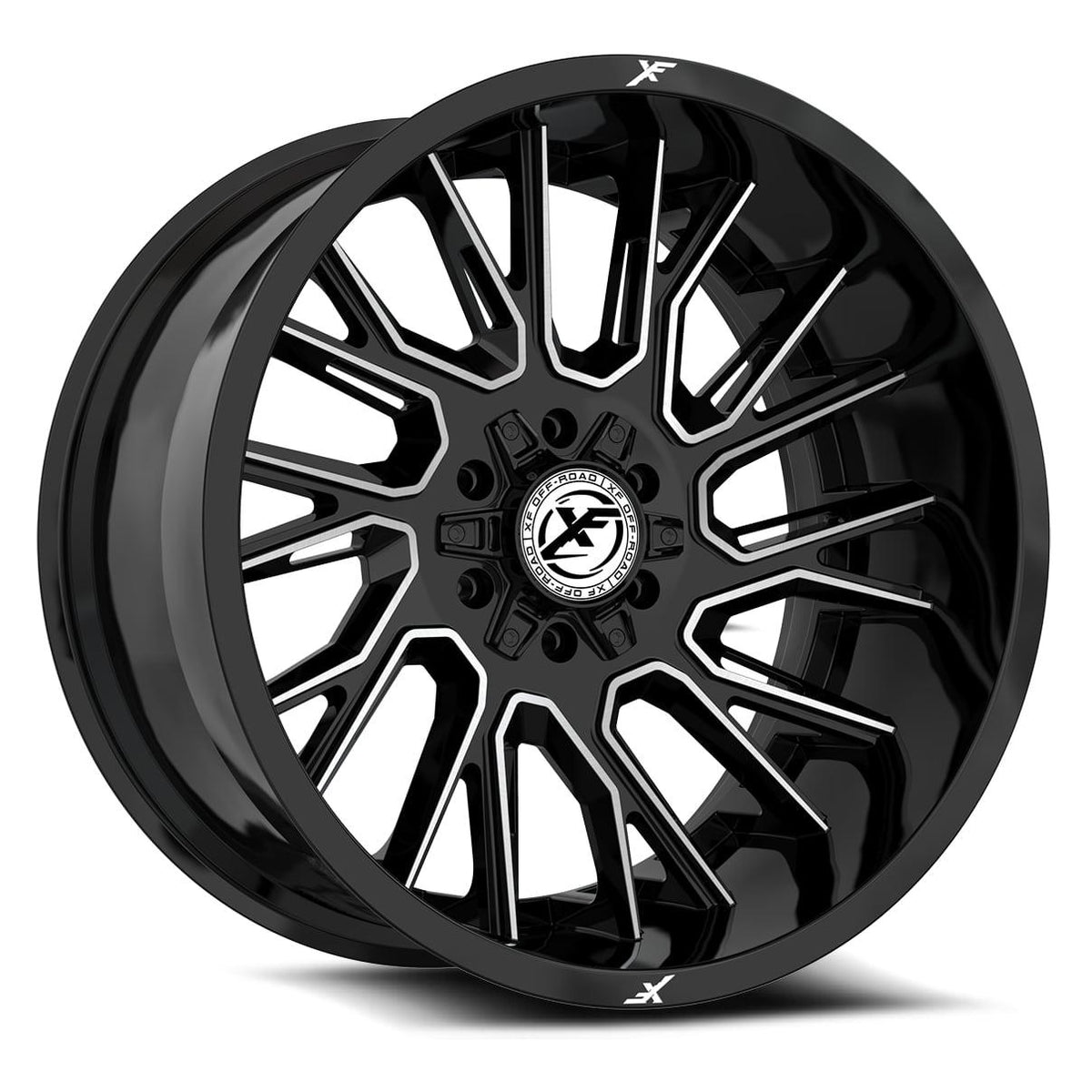 XF Off-Road 20x10 XF-230 Gloss Black & Machined -12mm - HulkOffsets