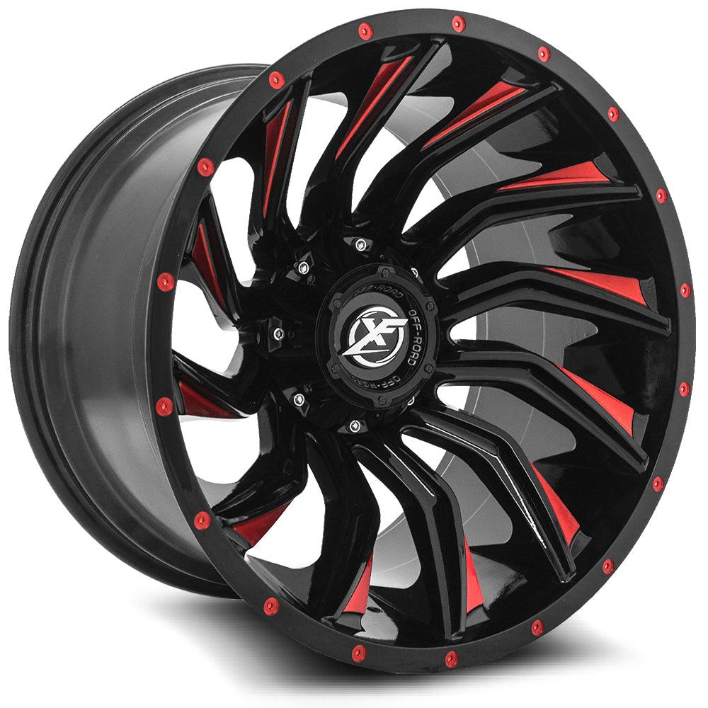 20x12 XF-224 Gloss Black & Red Milled -44mm - HulkOffsets