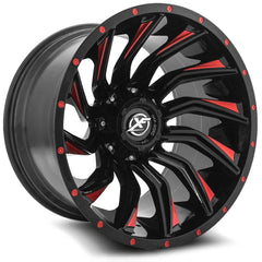 20x12 XF-224 Gloss Black & Red Milled -44mm - HulkOffsets