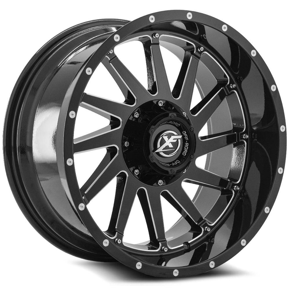 20x9 XF-216 Gloss Black & Milled +12mm - HulkOffsets