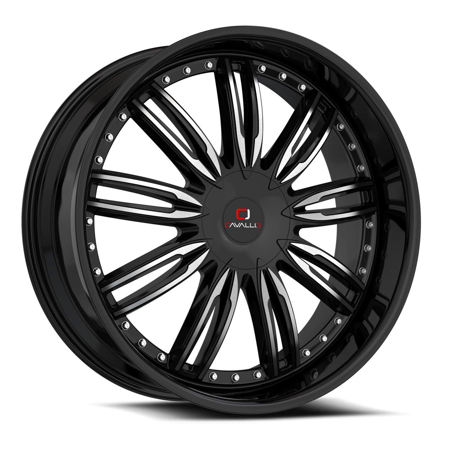 22x8.5 CLV-54 Gloss Black & Machined +38mm - HulkOffsets