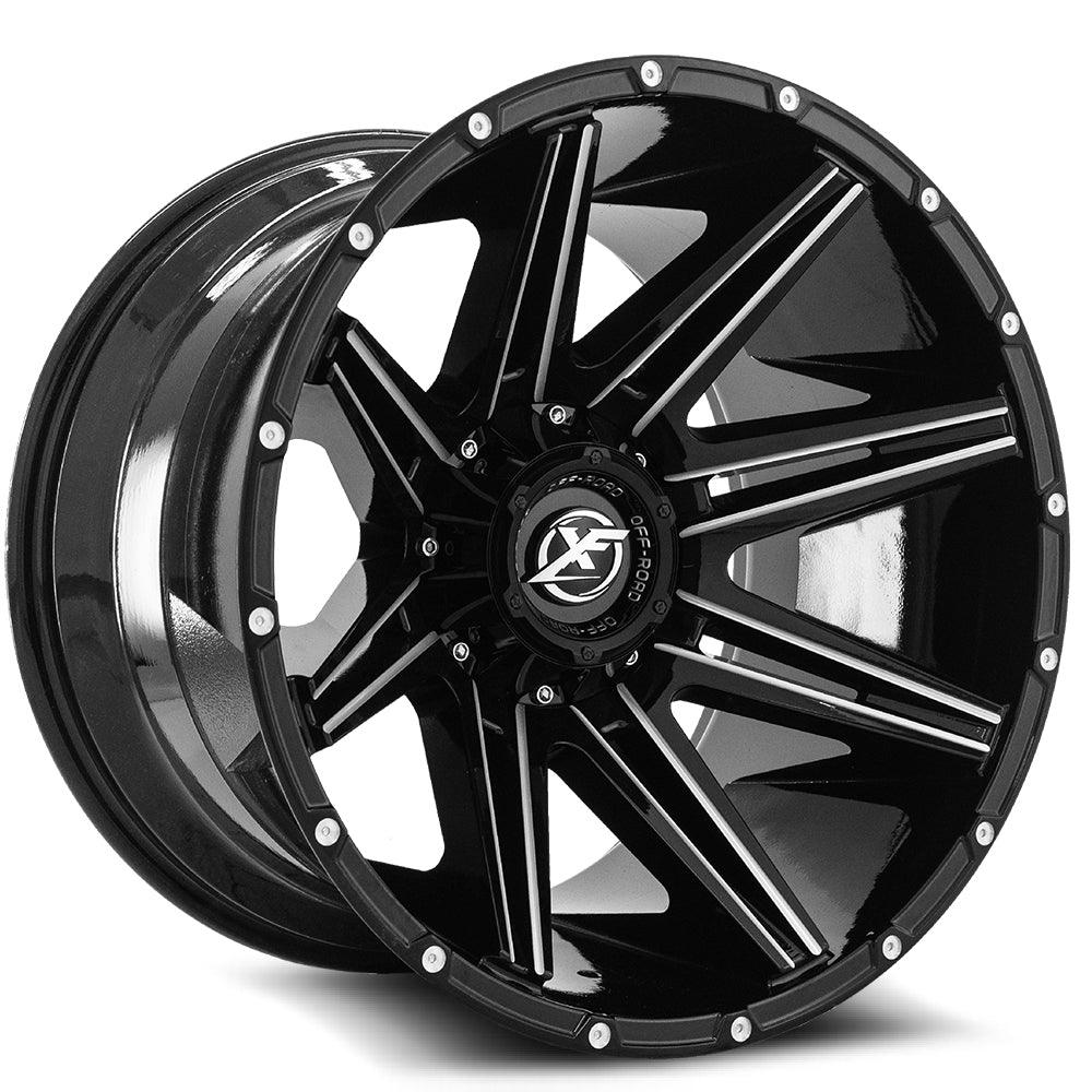 XF Off-Road 20x12 XF-220 Gloss Black & Milled -44mm - HulkOffsets