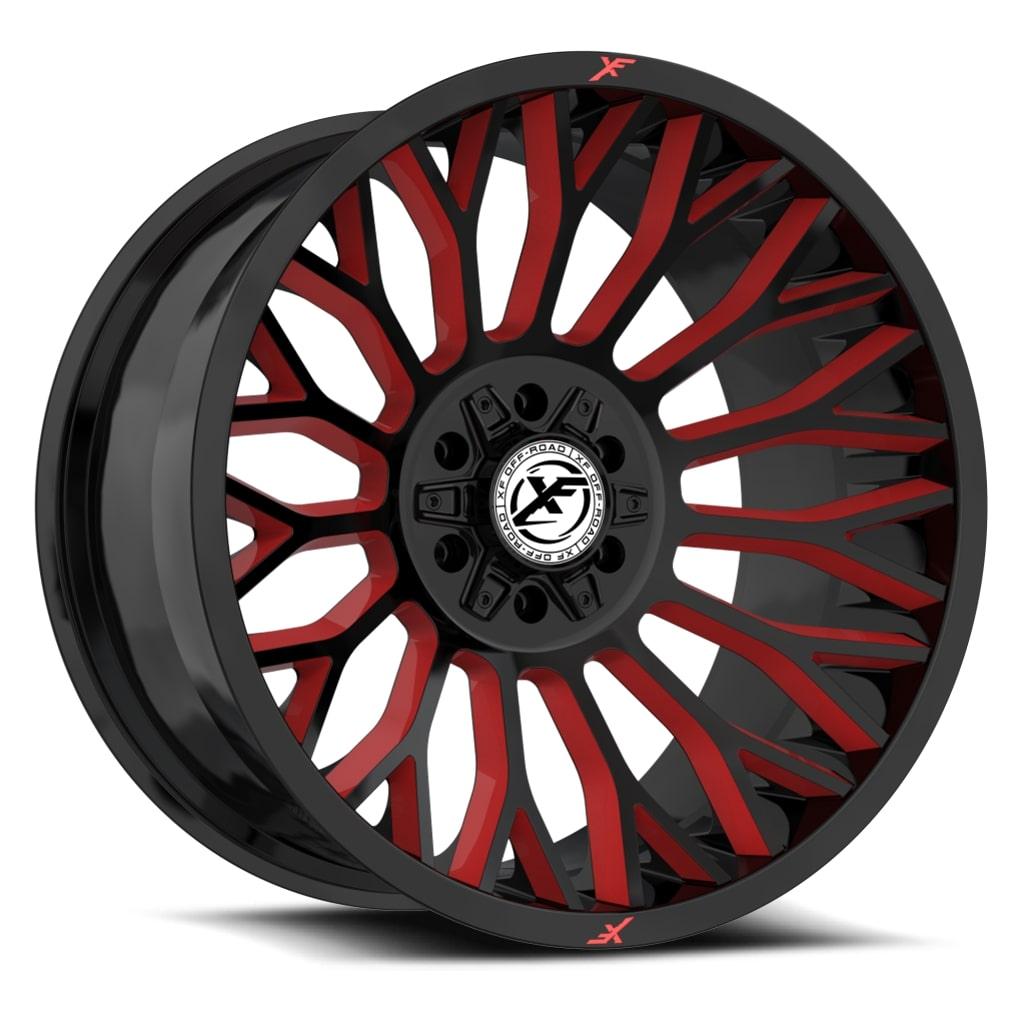 XF Off-Road 20x9 XF-237 Gloss Black & Red Milled +0mm - HulkOffsets