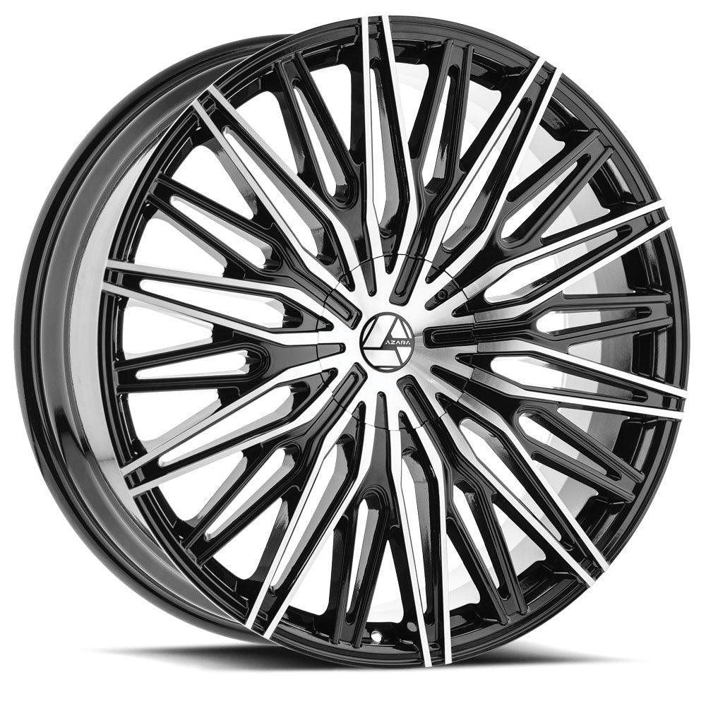 20x8.5 AZA-522 Gloss Black & Machined +35mm - HulkOffsets