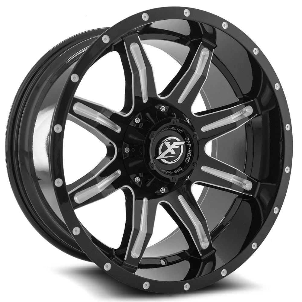 20x10 XF-215 Gloss Black & Milled -12mm - HulkOffsets