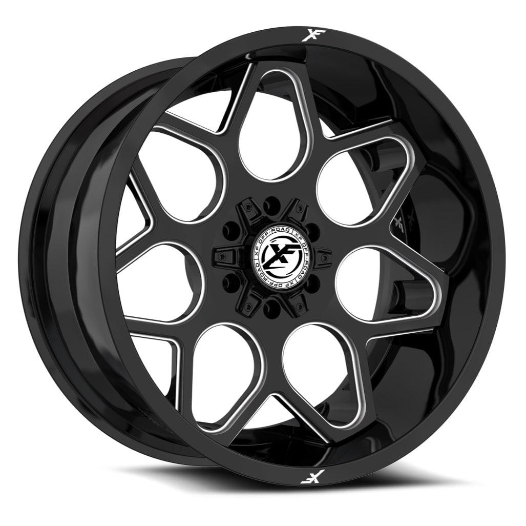 20x12 XF-233 Gloss Black & Milled -24mm - HulkOffsets