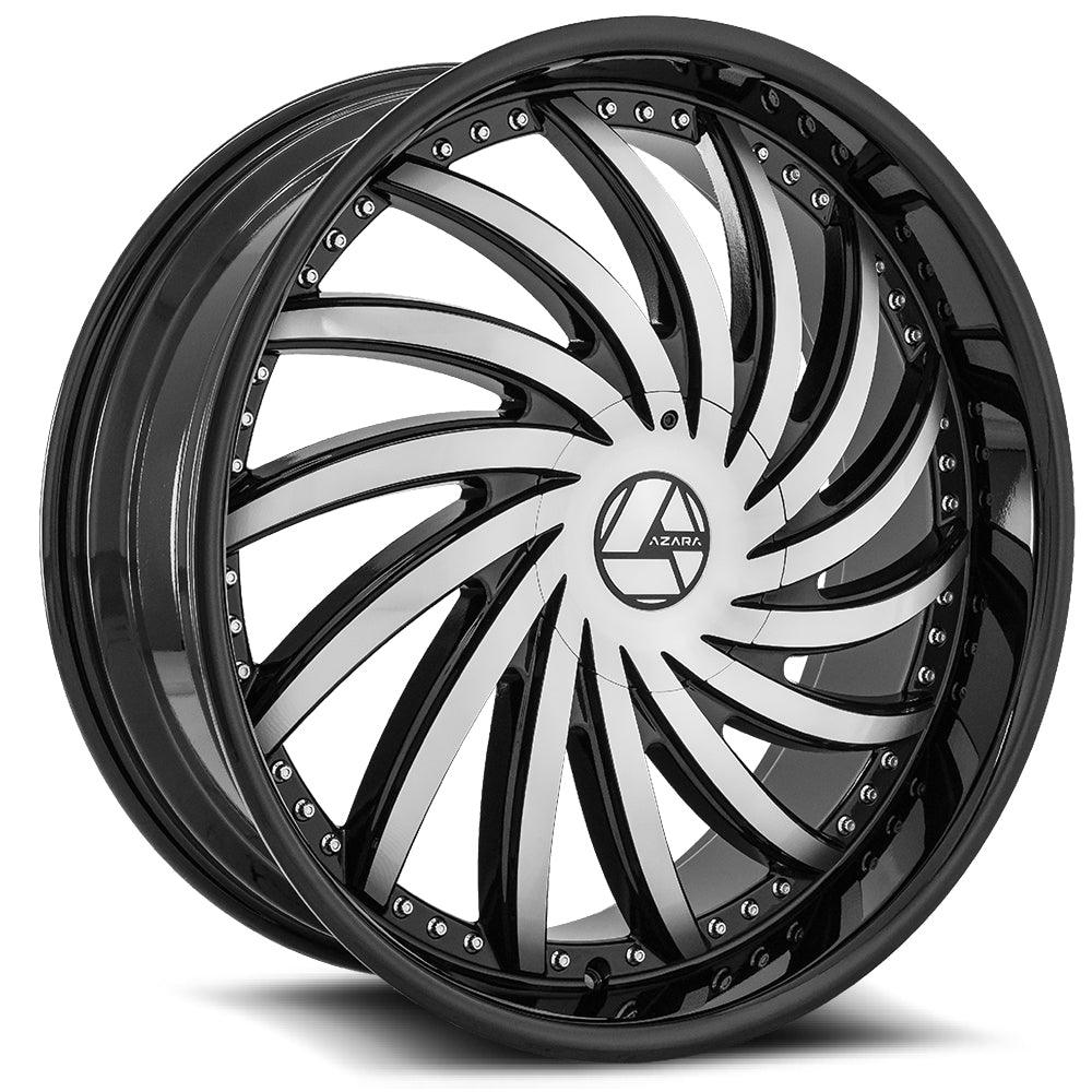 Azara 22x9.5 AZA-508 Gloss Black & Machined +18mm - HulkOffsets