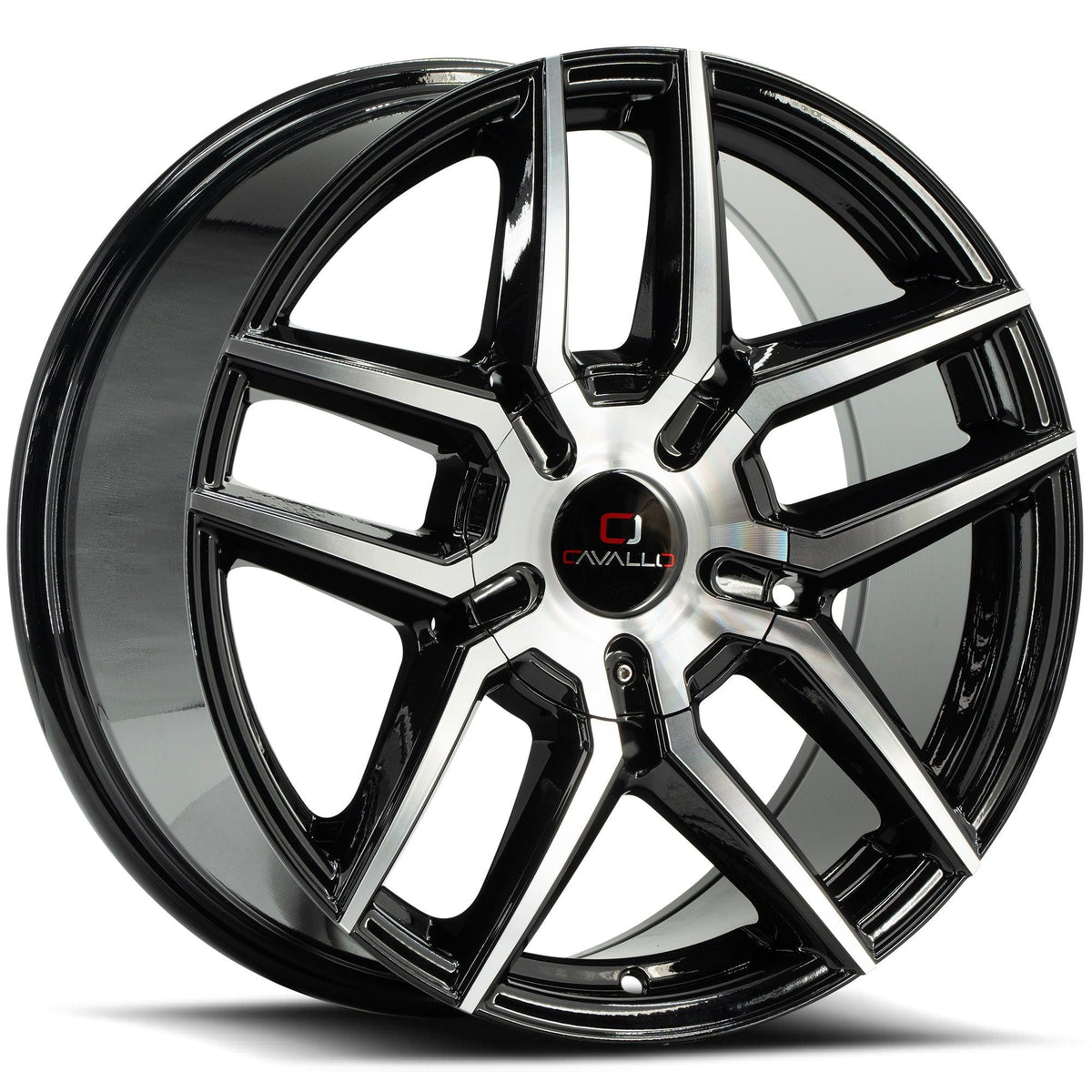 Cavallo 22x9.5 CLV-55 Gloss Black & Machined +25mm - HulkOffsets