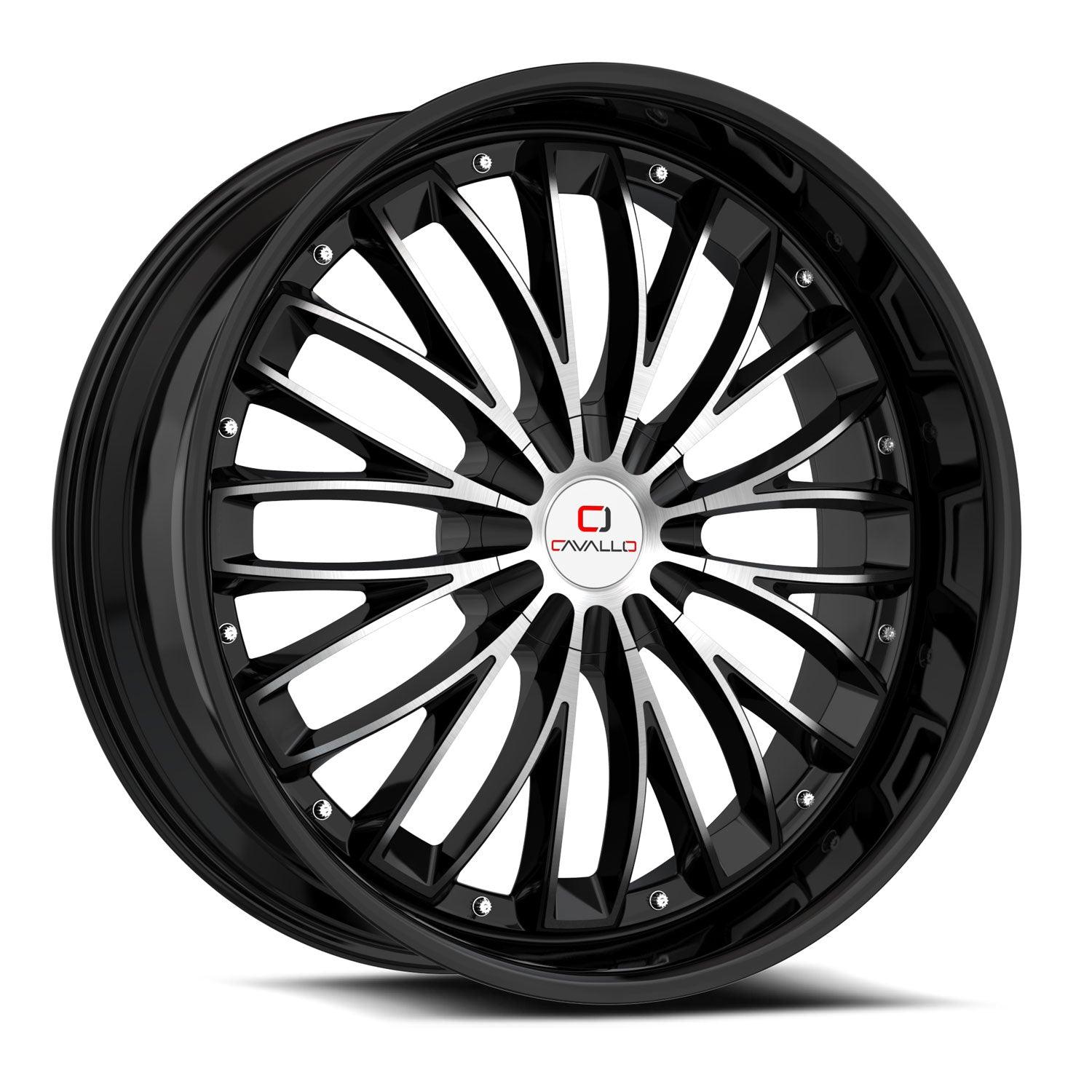 Cavallo 22x9.5 CLV-42 Gloss Black & Machined +25mm - HulkOffsets