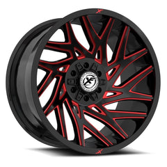 22x10 XF-229 Gloss Black & Red Milled -24mm - HulkOffsets